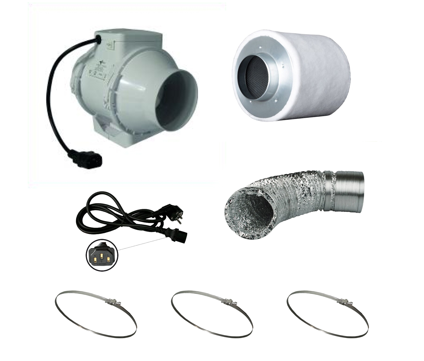 Abluft Komplett Set Eco Ventilution 145-187Kubik 100mm